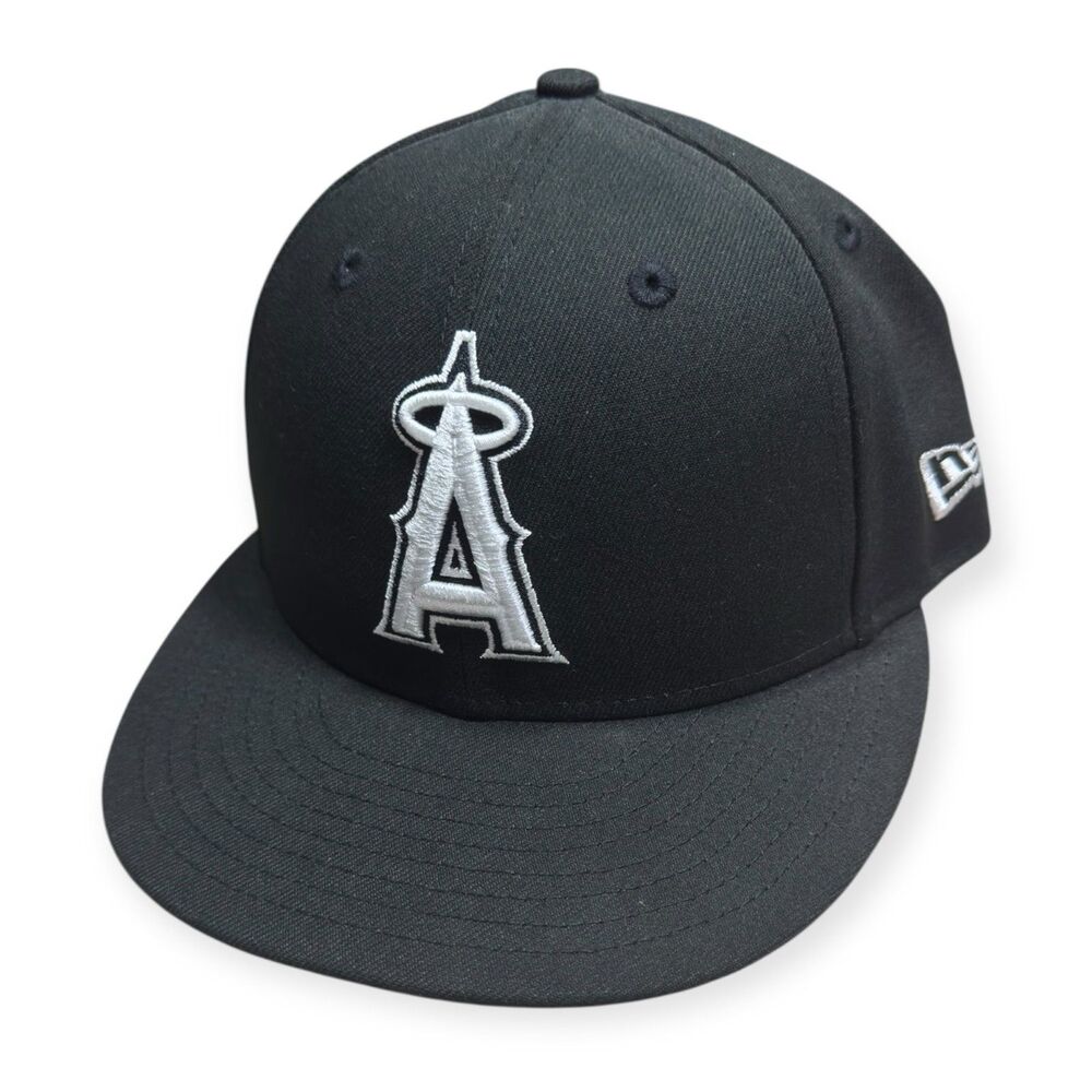 New Era Los Angeles Angels of Anaheim 59Fifty Basic Black Fitted Hat Cap Size 7